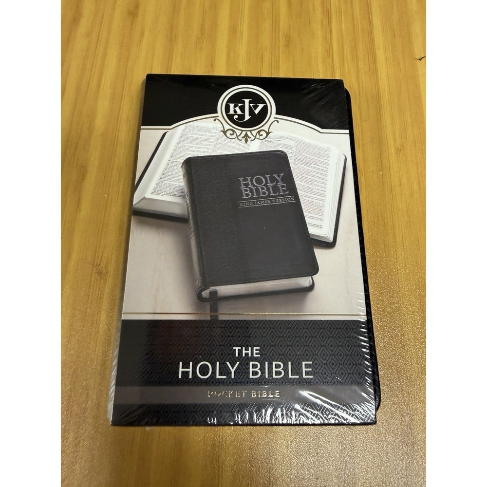 KJV Holy Bible, Mini Pocket Size, Black Faux Leather W/Ribbon Marker, Red Letter